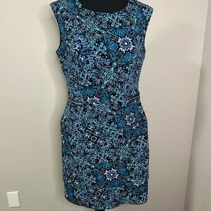 Enfocus Studio Blue Black Sleeveless Sheath Dress